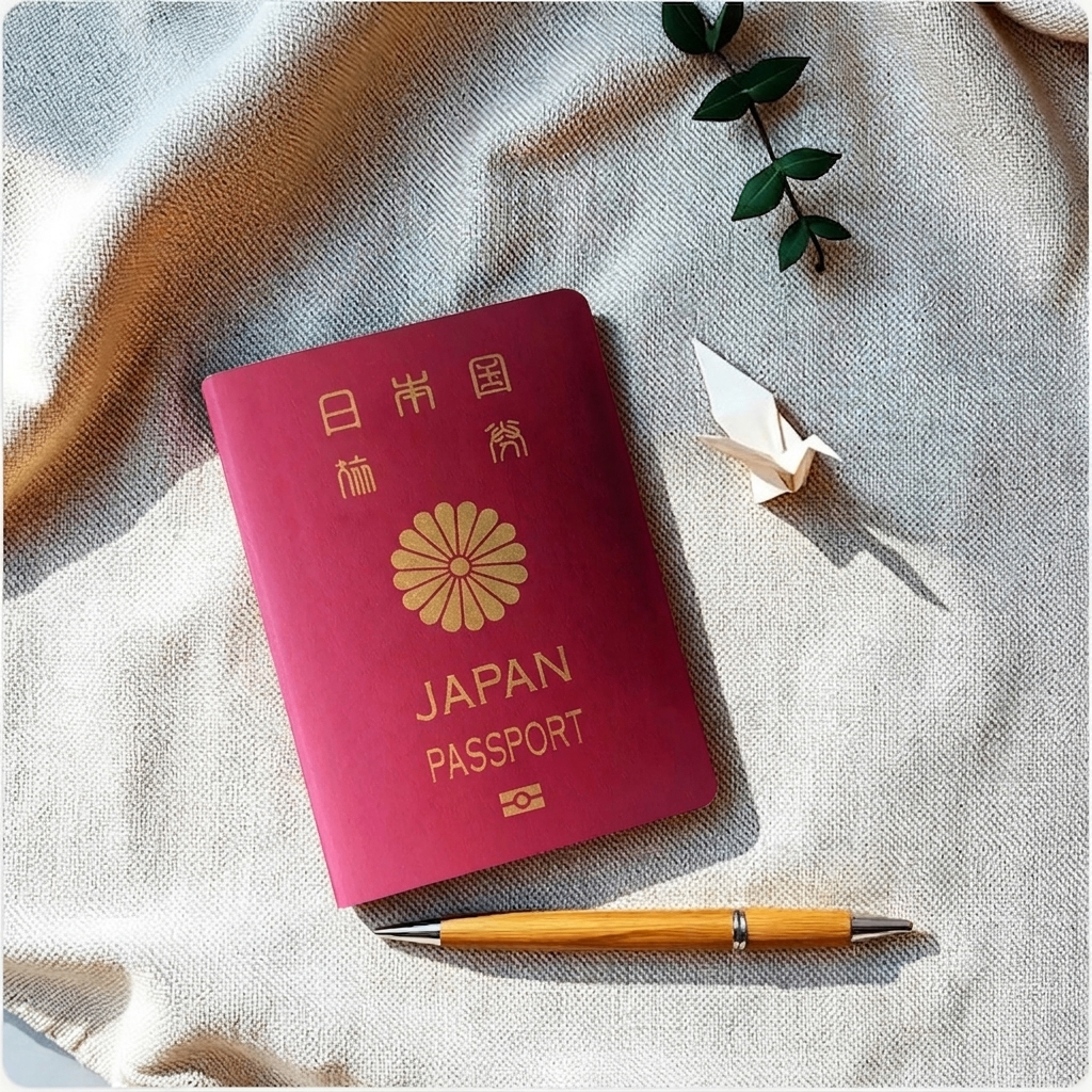 Organised Schengen long-stay visa document folder prepared by a Japanese applicant, showing a cover letter, flight itinerary to Rome, and applicant profile alongside a passport and consulate appointment slip.